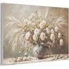 MuchoWow© Elemento Feltro Interni Moderni Soggiorno Pannello Creativo | 90x60 cm - Camera Arredo Cornice Fiori - Vaso - Natura Morta - Beige