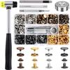 MMOBIEL 120 pz. Set di bottoni a pressione, chiusura più rapida, acciaio inossidabile, 4 colori per jeans, giacche, abbigliamento. Incl. punzone robusto e martello