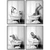 QPLGTU Decorazione da parete per bagno, sfondi per casa, poster nero e bianco di bestiame di montagna, divertente stampa animale, poster senza cornice (Animale da bagno 7, 20x30cm*4)