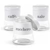 MECSAL CASALINGHI Set 3 Barattoli in Vetro 750 ml per Sale, Zucchero e Caffè - Contenitori con Coperchio - Eleganti, Resistenti, Ideali per la Cucina, Vari Colori (BIANCO)