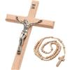 YI Boutique Crocifisso da parete, croci cattoliche fatte a mano da 20 cm, crocifissi con rosario, crocifisso in legno, croce cristiana (Di legno)