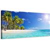 Generico Spiaggia tropicale con palme e mare cristallino - Quadro stampa su tela con telaio in legno - 120x60 cm
