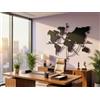 VAILLA Mappa del Mondo Mappamondo Quadri Moderni Soggiorno - Legno 3D Casa | Legno MDF 6 mm, Tagliato al Laser, Planisfero, 5 Misure, Nero Argento Oro, personalizzabile, Soggiorno Cucina