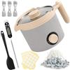 Yaskyly Fonditore Elettrico Cera 1,5L, Sciogli Cera Elettrico per Candele Fai da Te Kit con Termometro, Cucchiaio, 100 Stoppini e Accessori per Cera di Soia, Sapone e Candele Profumate