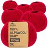 HANSA-FARM 100% Lana di Alpaca in più di 50 Colori (Non Punge), Set da 300g (6 x 50g), Lana di Baby Alpaca Morbida per Maglieria e Uncinetto in 6 spessori di Filato Gomitoli Lana Rosso