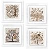 Lupia - Set 4 Quadri Albero della Vita su Ceramica TREE, Cornice Modern Shabby in Legno Bianca, Decorazione Moderna, Vivaci e Profondi, per Camera, Soggiorno, Ufficio, 18x18 cm o 29x29 cm 18x18 cm