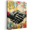 MuchoWow© Stampa di Foto su Tela Quadro Soggiorno Moderno Quadri per | 50x70 cm - Salotto Decorazioni Camera Graffiti - Rose - Mani - Street art - Banksy