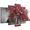 murando - Quadri Moderni per Soggiorno Grandi, Albero Rosso, 200x100 cm | Chiodi Inclusi, 5 Pezzi, Quadro Moderno, Pannelli Decorativi, Componibili, Nero Bianco, Resistenti Allo Sbiadimento