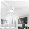 LJX Ventilatore da Soffitto 106 cm con Luce Compatibile con Alexa Controllo Vocale Lampadario Ventilatore Silenzioso Dimmerabile Reversibile Timer per Soggiorno Camera ca Letto, Bianco