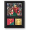 Win FC Foto incorniciata di Cristiano Ronaldo, formato A4, con autografo digitale, idea regalo per i fan del Portogallo