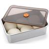 Bcuuozeeing Contenitore per pizza con coperchio, in acciaio inox, per la fermentazione della pizza, con coperchio, leggero, per pasta, frutta, insalata, torte, carne (30 x 21 x 8,5 cm)