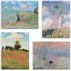 LuxHomeDecor Set 4 Quadri 40x30 cm - Stampa su Tela con telaio in legno - Claude Monet - Campo di Papaveri, Donna con Ombrello, Scogliera a Pourville, Impressione