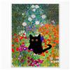 GAINOW Gustav Klimt, poster artistico da parete con gatto nero e fiori da giardino, divertente stampa floreale di gatto, estetico astratto colorato, per camera da letto, bagno, 30 x 40 cm, senza cornice