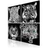decomonkey Quadri Moderni Soggiorno Set Animali Gatti, 4 pezzi, 20x20 cm | Tela strutturata su telaio in legno, decorazione per camera da letto e ufficio, Quadro Stampa su Tela