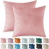 Ystyle Federe Cuscini Divano 50x50 2 Pezzi, Copricuscini Divano in Velluto Natalizie, Copricuscino Divano Lavabili Resistenti Anallergico Antiacaro Traspirante con Cerniera Nascosta, Rosa