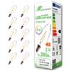 greenandco 10x Lampadina a filamento LED IRC 90+ E14 2W (equivalente 20W) 200lm 2700K (bianco caldo) 360° 230V AC Vetro, forma de vela, nessun sfarfallio, non dimmerabile