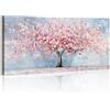 WENGTIAO Stampa su Tela Albero di Ciliegio in Fiore Incorniciato Grande | Quadro su Tela Pittura Albero in Fiore Astratto Rosa per Soggiorno Camera da Letto Decorazione Parete 120x50 cm