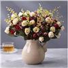 Generic Bouquet di fiori artificiali con vaso in ceramica, fiori decorativi in seta per soggiorno e tavolo da pranzo, elegante composizione floreale in plastica