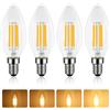 Caldarax Lampadina Candela Filamento LED E14 4W, Dimmerabile, Equivalenti a 40W Incandescenza, Luce Bianca Calda 2700K, 400LM, Lampadina Trasparente C35, E14 Candela Vintage Luce, Confezione da 4