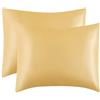 Juwenin Home Confezione da 2 federe per cuscino in pura seta di gelso, morbide, per capelli e pelle, con chiusura a busta (color oro, standard, 50 x 75 cm)