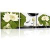 PIY PAINTING 3 Pz Fiore Di Loto Naturale Quadri Su Tela Foglie Di Loto Verde Stampe Da Parete Soggiorno Dipinto Con Cornice Immagine Pittura Disegno Decorazione Camera Da Letto 30x30 cm/12×12inch