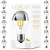 LEDbyLED Lampadina Goccia Specchio 8W Pari a 80W, E27, Vetro Mirror-Trasparente Silver Top, 2700K Luce Calda, filamento LED dritto, 1040 Lumen, Pack 10 Pezzi