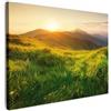 MuchoWow© Stampa su Tela Quadri da Salotto Moderni Soggiorno Canvas per | 70x50 cm - bagno Foto Decorazioni Parete Erba - Colline - Sole - Natura - Paesaggio - Campagna