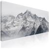 CheQuadro! Quadro montagne bianco e nero, quadro soggiorno, grande, paesaggio montagne, decorazione da parete, Cime nebbiose innevate in inverno mow19-180x70 cm