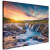 MuchoWow© Stampa Foto su Tela Quadro Moderno Soggiorno Quadretti da Parete | 70x50 cm - Decorazioni Casa Cascata - Piante - Muschio - Paesaggio - Tramonto - Roccia