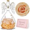 Yamonic Rosa Eterna Regalo Donna, Rosa Stabilizzata con Angelo di Vetro Regalo Mamma Compleanno, Angeli Custodi Regali Nonna, Statuette Angeli con Fiori Eterni Festa della Mamma Idee Regali Natale