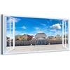 Generico Quadro finestra panorama Napoli Piazza del Plebiscito - Stampa su tela con telaio in legno - 80x40 cm