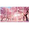 islandburner Quadro su tela Bellissimo murale con alberi di ciliegio in fiore al tramonto - 5 pezzi XXL