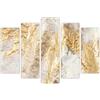 AREDE Set di 5 Stampe da Parete Quadri Moderni Decorazioni da Muro per Casa Soggiorno Camera da Letto e Cucina Astrazione in bianco e oro| 120 x 80 cm | Pronto da appendere