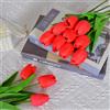 Generic Fiori artificiali, bouquet di tulipani in PE, fiori finti per matrimonio, decorazione da giardino, per esterni, casa, vaso decorativo, piante (rosso)