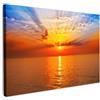 MuchoWow© Stampa Su Tela Decorazioni Pareti Canvas Grandi Dimensioni Quadri | 90x60 cm - Con Cornice Moderni Quadro Soggiorno Camera Da LettoTramonto - Mare - Cielo - Arancione - Orizzonte - Acqua