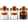 cecaro group Set 3 Barattoli da Cucina 500 ml in Vetro con Tappi Ermetici in Alluminio - Contenitori per Sale, Zucchero e Caffè