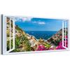 Generico Quadro finestra panorama Positano Costiera Amalfitana vista mare - Stampa su tela con telaio in legno - 120x60 cm