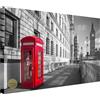 Wallazz Quadri Moderni Soggiorno Londra, Big Ben, Telephone, Skyline - 100% Made in Italy - Stampa HD su Tela Canvas - Quadro Camera da Letto - Qualità Artigianale - 70x140cm