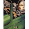 Social Crazy Stampa in Tela Canvas 100% QUALITà ITALIA - Tamara de Lempicka - Autoritratto sulla Bugatti verde - effetto Dipinto Idea Regalo Casa quadro cucina stanza da letto soggiorno (70x50 cm)