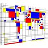 Wallazz Quadri Moderni Soggiorno Riproduzione Quadri famosi su tela - 100% Made in Italy - Piet Mondrian - Mappa del Mondo - Quadro Camera da Letto - Qualità Artigianale - 50x70cm