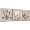 Lupia - Set 3 Quadri su Tela CANVAS DAY 38x38 cm SHABBY, Stampe Vivide Decorazione con farfalle, cuori e fiori, Moderni per Casa, Pronto da Appendere con Telaio in Legno mdf, Multicolore