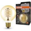OSRAM Lampada a LED Vintage 1906 tinta dorata, 4.8 W, 420lm, forma a sfera presa da 80 mm di diametro e E27, bianca calda, filamento a spirale, dimmerabile, fino a 15.000 ore di durata della vita