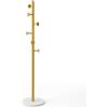 MAKA change your life quality MAKA Appendiabiti da Terra Jerry Oro in Metallo Alto 173 cm, Attaccapanni Piantana Moderno Decorativo con Base Circolare da 37 cm e Ganci su Più Livelli per Giacche Cappotti Borse, 37x37x173 cm