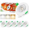 ALUSSO LIGHTING Faretti LED da Incasso per Cartongesso, 6W 540LM Dimmerabili, 3CCT 3000K 4000K 6500K, Faretto led Orientabili a 45°, Diametro Foro Ø75-78mm, AC 220-240V, Set di 6