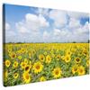 MuchoWow© Stampe su Tela moderne Quadro Moderno Soggiorno Quadretti da | 120x80 cm - Parete Room Decor Girasoli - Fiori - Nuvole - Natura - Giallo - Paesaggio - Campagna