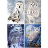 SHEGZHUC Diamond Painting 4 Pezzi Gufo 30x40 cm 5D Diamond Painting Kit Gufi Gufi Punto Croce Disegni Diamond Gufo Puzzle 5D Neve Diamond Puzzle Diamond Painting Animali Puzzle con Diamanti Farfalla