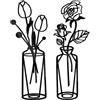 BSITSSS 2 Pezzi Decorazione da Parete Fiori Vasi, Quadretti da Parete in Metallo Nero, Fiori Minimalista Wall Art per Soggiorno Camera da Letto Bagno Balcone Galleria Decorazioni Casa