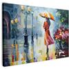 MuchoWow© Quadri Moderni Camera Da Letto Foto Quadro Con Cornice | 120x80 cm - Decorazioni Parete Soggiorno Stampa Su Tela Moderna Casa SalottoColore ad olio - Ombrello - Donna - Strada - Arte
