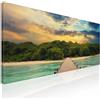 CheQuadro! Quadro paesaggio moderno mare su tela, quadro grande soggiorno Molo su Spiaggia Tropicale al Tramonto stampa su tela, intelaiato pronto da appendere seal15-180x70 cm
