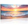 WENGTIAO Stampa su Tela Spiaggia Tramonto Incorniciato Grande | Quadro su Tela Pittura Paesaggio Marino e Nature Costiere per Soggiorno Camera da Letto Decorazione Parete 120x50 cm
